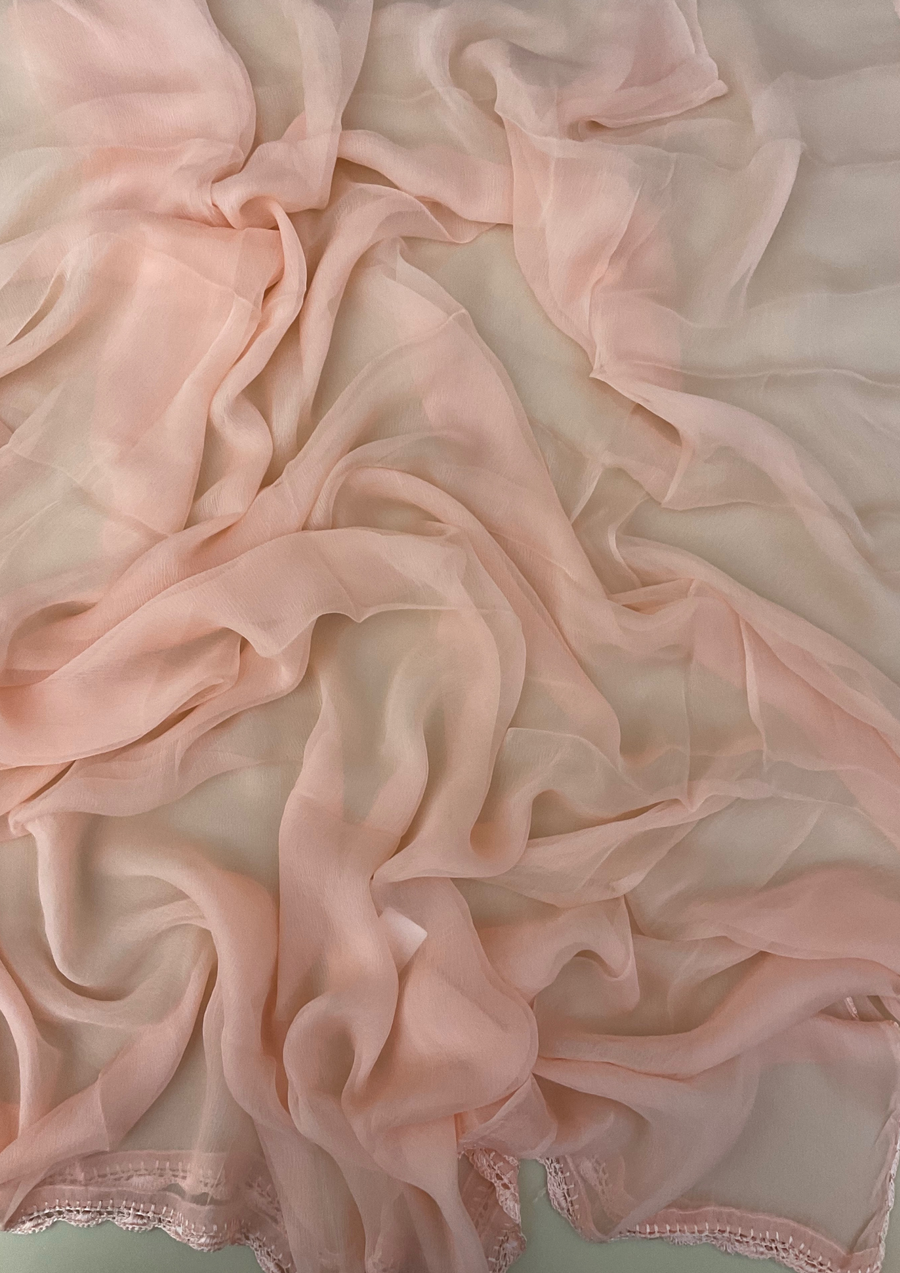 Cotton Chikankari Unstitched Suit - Peach