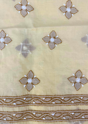 Cotton Chikankari Unstitched Suit - Yellow