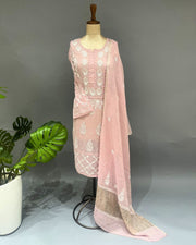 Tissue Chikankari Unstitch 2pc Suit - Pale Blush