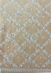 Chikankari Mul Chanderi Unstitched 2Pc Suit - Peach
