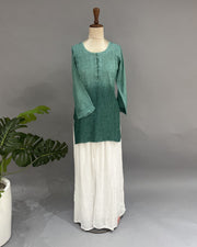Muslin Chikankari Short Kurti - Teal Green