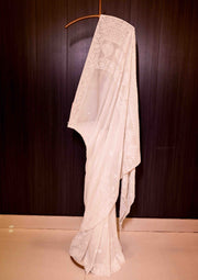 Georgette Chikankari Saree in White - sc2419817