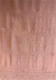 Chanderi Chikankari Unstitch Mens Kurta - Dusty Rose