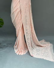 Viscose Chikankari Saree - Blush Pink