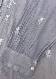 Chikankari Semistitched Tissue Co-ord Set - Silver Grey