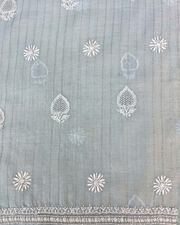 Mul Chanderi Chikankari Unstitched Mens Kurta - Powder Blue