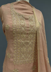 Tissue Chikankari Unstitch 2pc Suit - Rose Gold