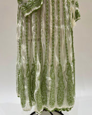 Georgette Anarkali Chikankari Kurta - White & Green