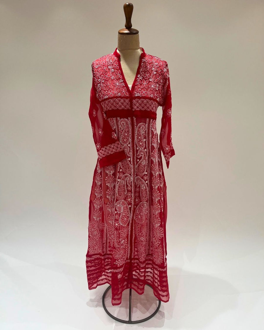 Georgette Anarkali Chikankari Kurta- Adrenaline Rush