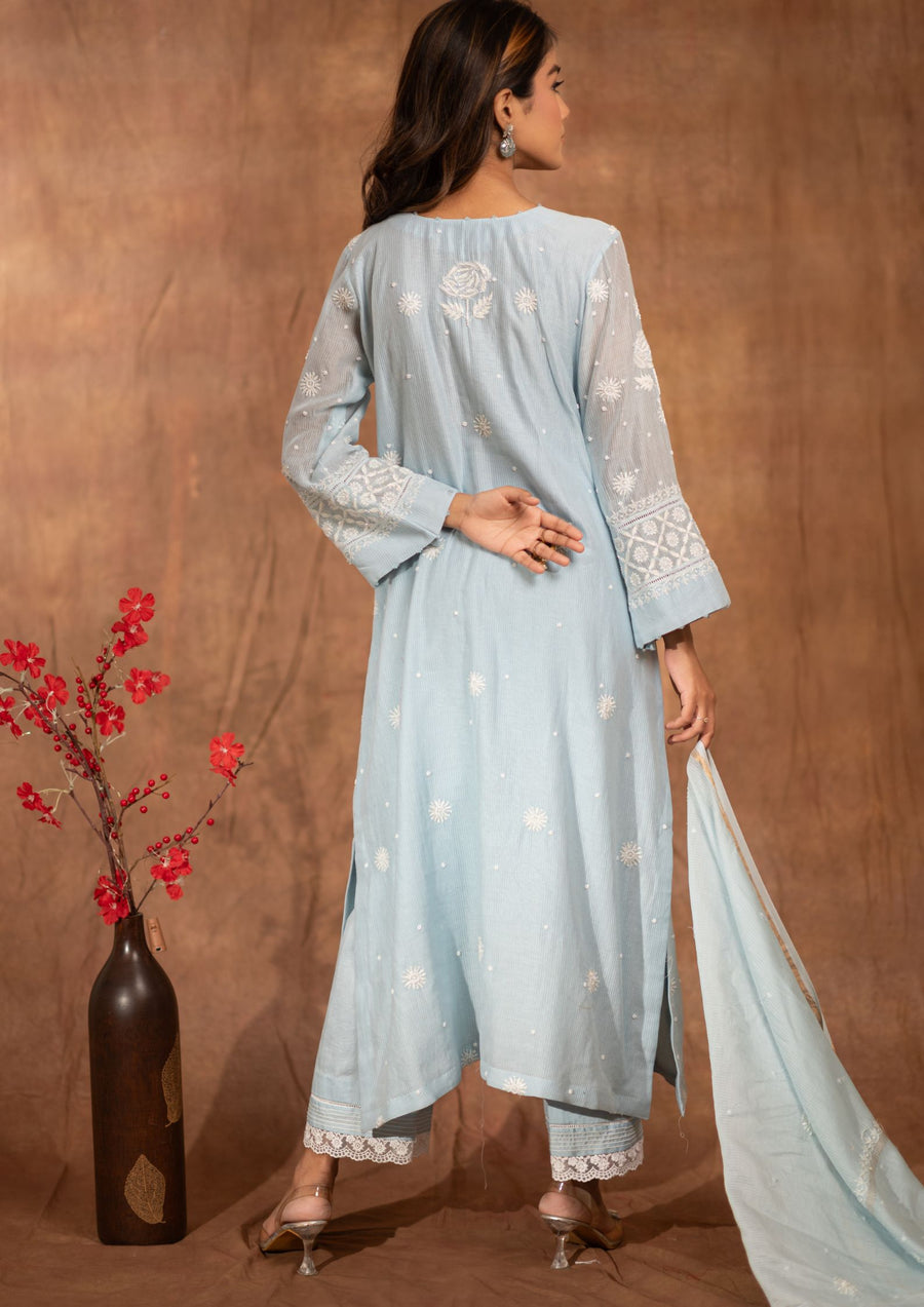 Mul Chanderi Chikankari Straight Suit - sc2424236