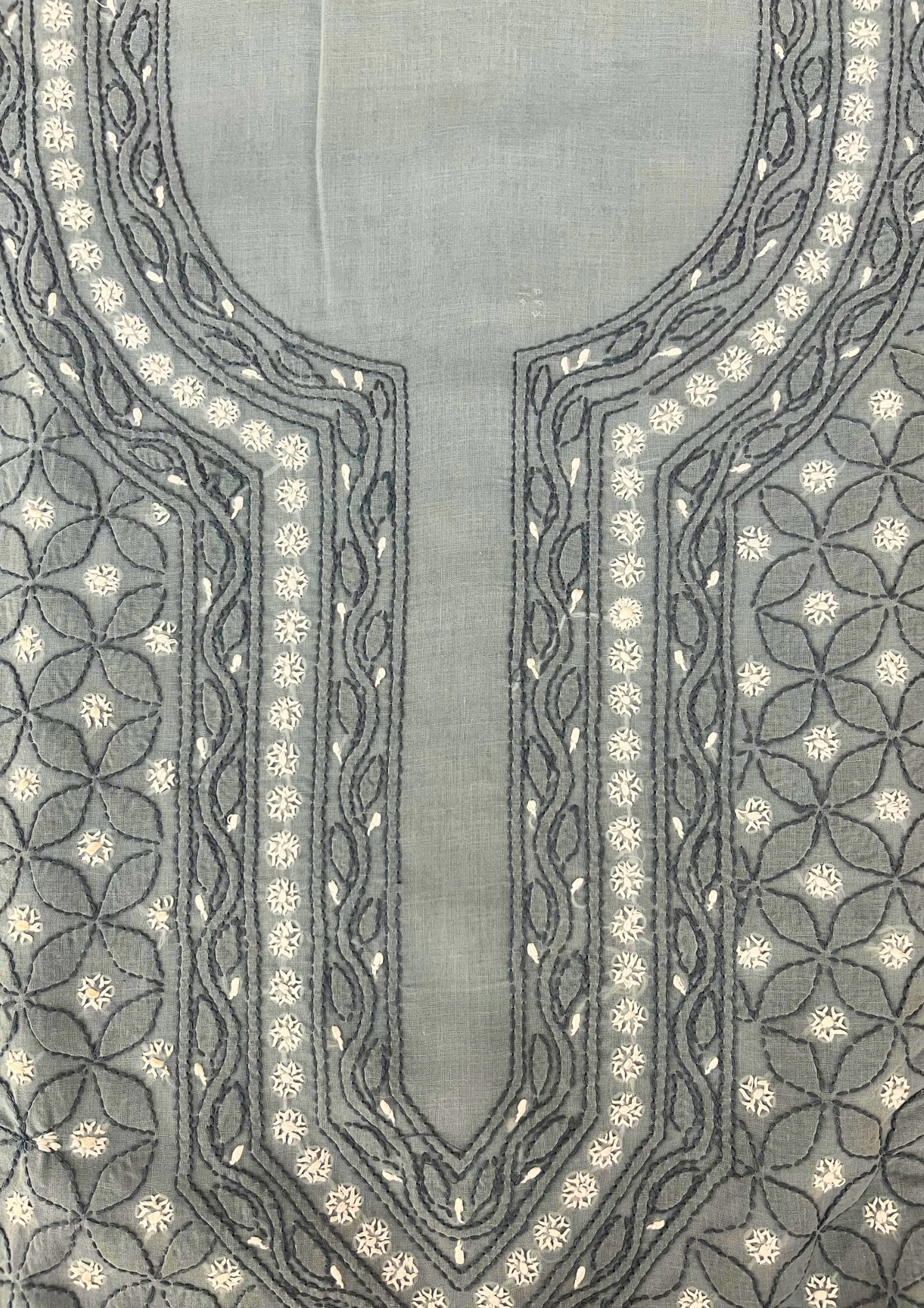 Cotton Chikankari Unstitched Suit - Grey
