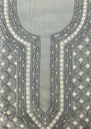 Cotton Chikankari Unstitched Suit - Grey