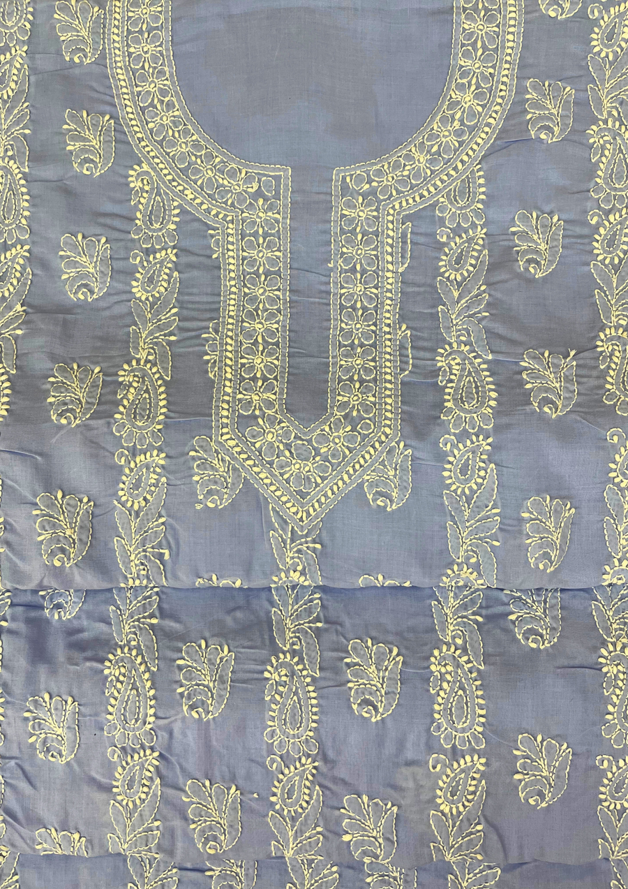 Cotton Unstitched Chikankari Suit - Lilac