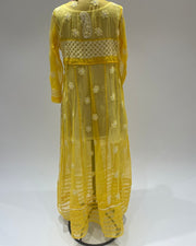 Georgette Anarkali Chikankari Kurta- Sunflower Yellow