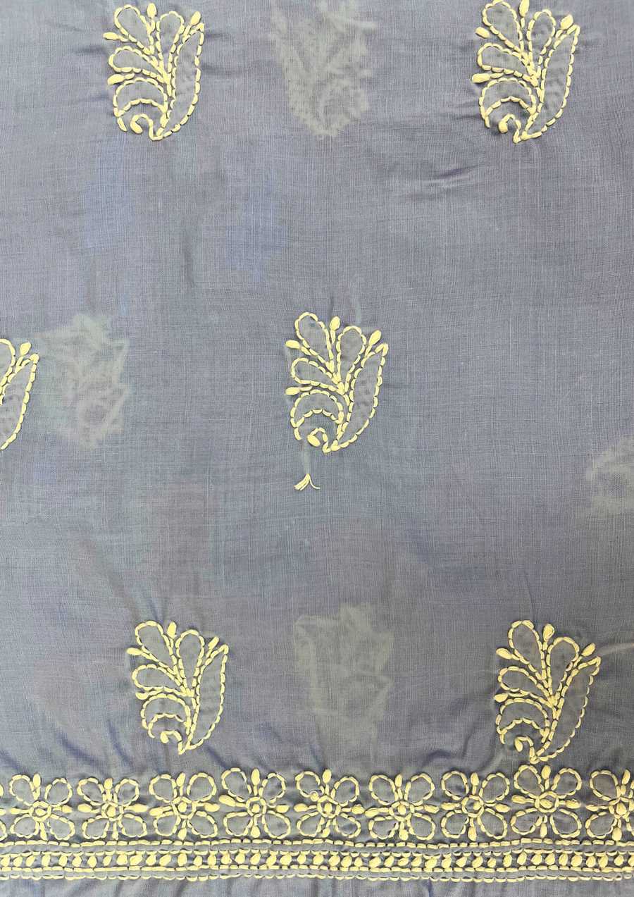 Cotton Unstitched Chikankari Suit - Lilac