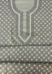 Cotton Chikankari Unstitched Suit - Grey