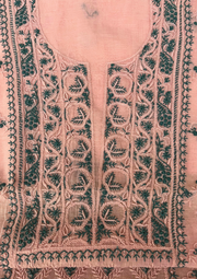 Chikankari Mul Chanderi Unstitched 2Pc Suit - Baby Pink