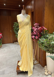 Chikankari Vescouse Saree - Sunshine Yellow