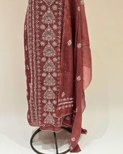 Mul Chikankari Unstitched 2pc Suit - Burnt Sienna