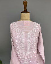 Chanderi Chikankari Co ord Set - Mauve