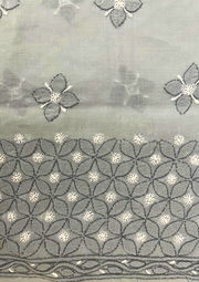 Cotton Chikankari Unstitched Suit - Grey
