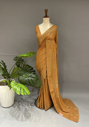 Pure Georgette Chikankari Saree - Copper