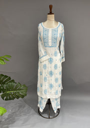 Muslin Chikankari Co-ord Set - White