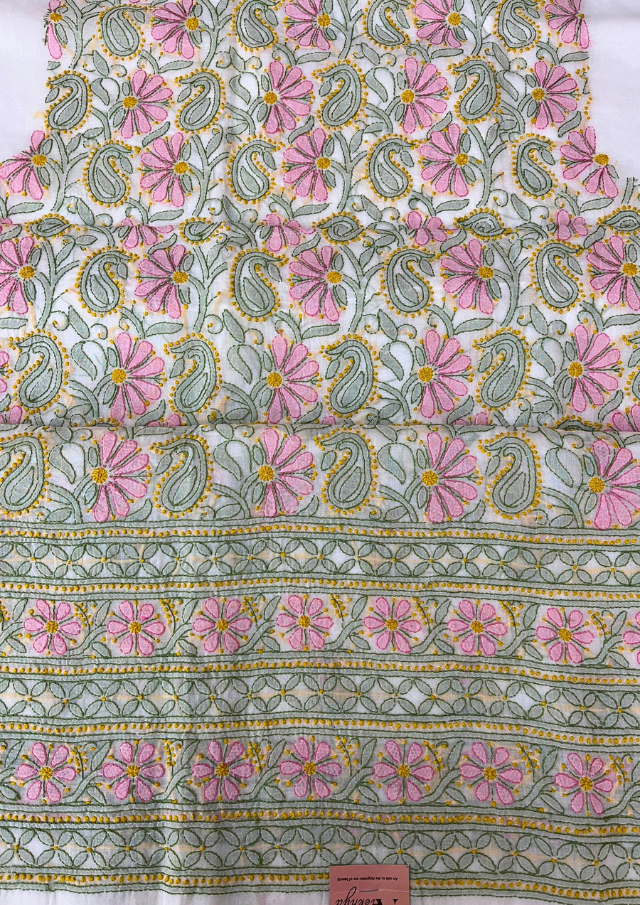 Cotton Chikankari Unstitched Suit - multi colour