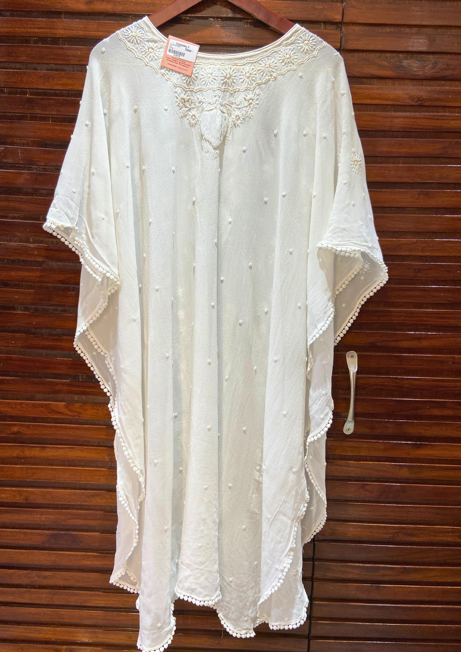 White Pure Georgette Kaftan