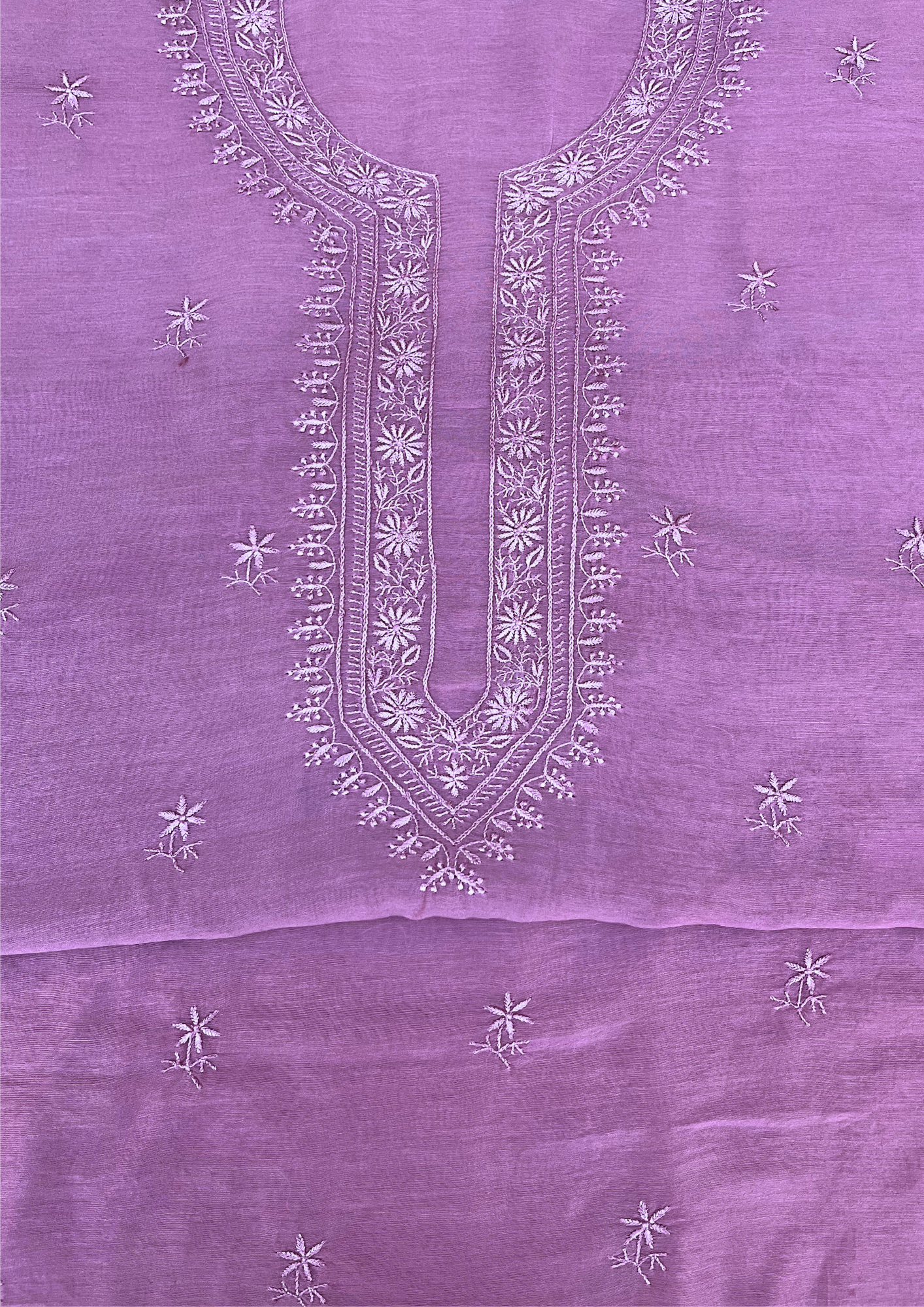 Chanderi Chikankari Unstitched Mens Kurta - Mauve