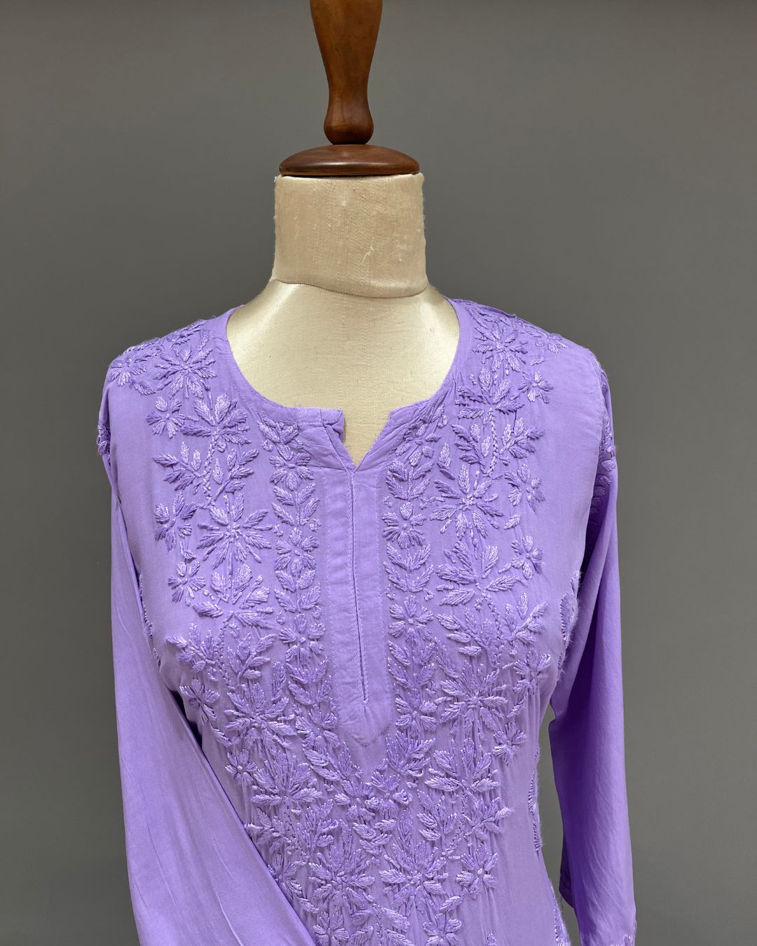 Rayon Chikankari Kurta and Bottom set - Amethyst Purple