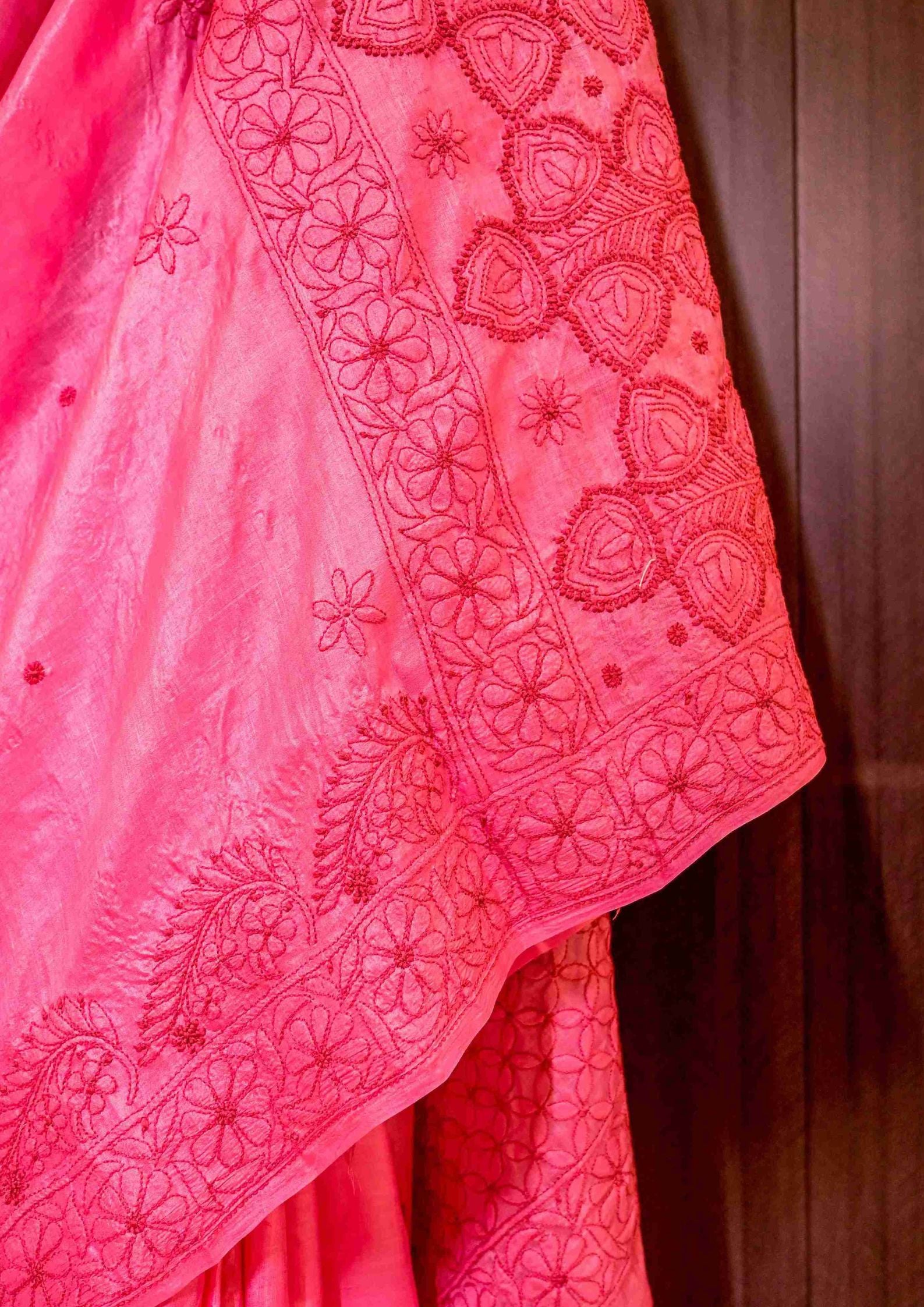 Silk Chikankari Saree - Pink sc2423267