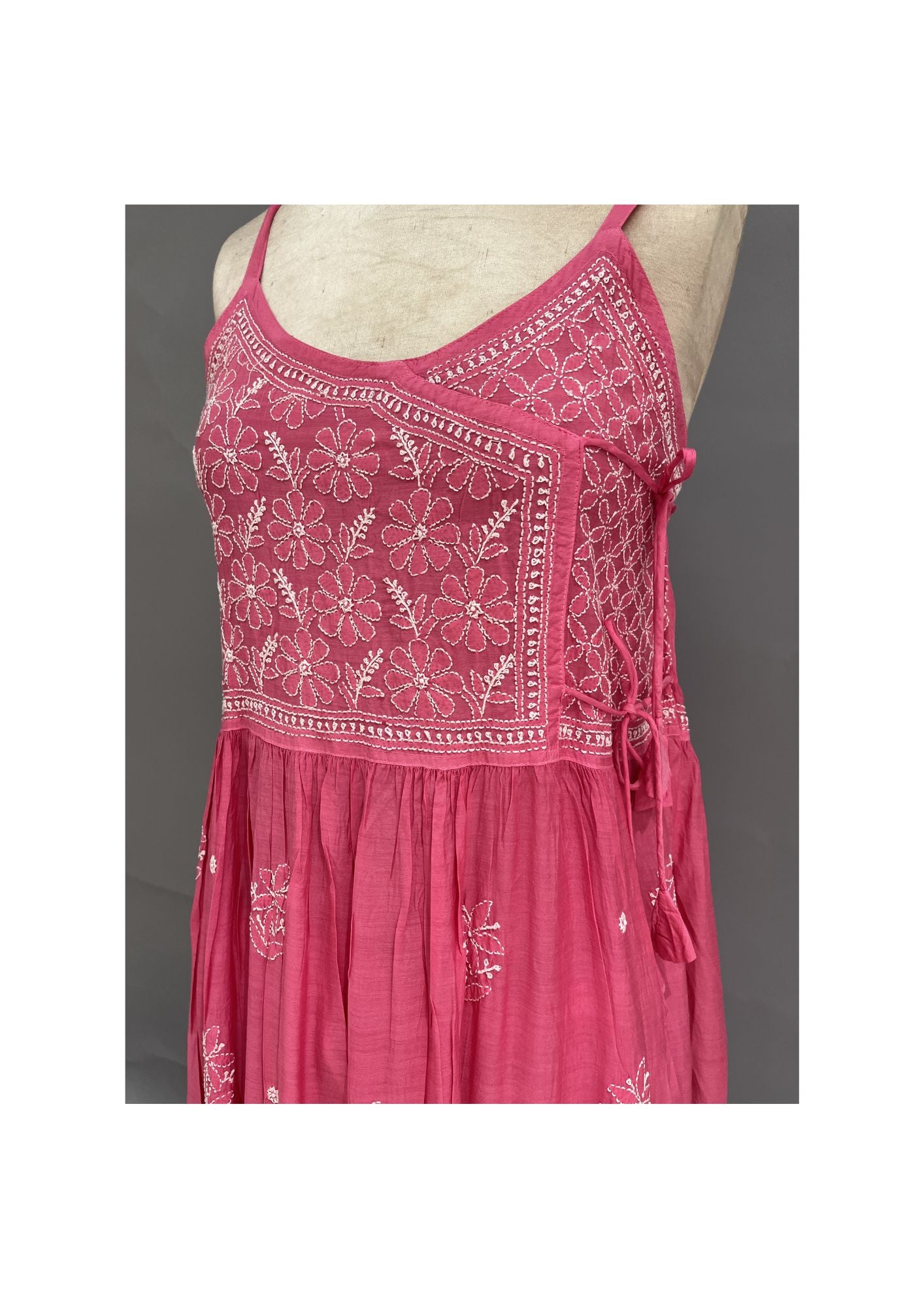 Muslin Chikankari Co-ord Set - Fuchsia Pink