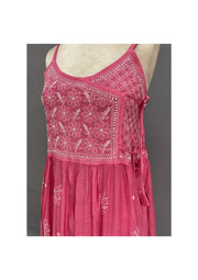 Muslin Chikankari Co-ord Set - Fuchsia Pink