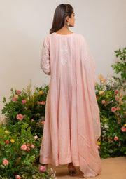 Mul Chanderi Anarkali - Salmon pink