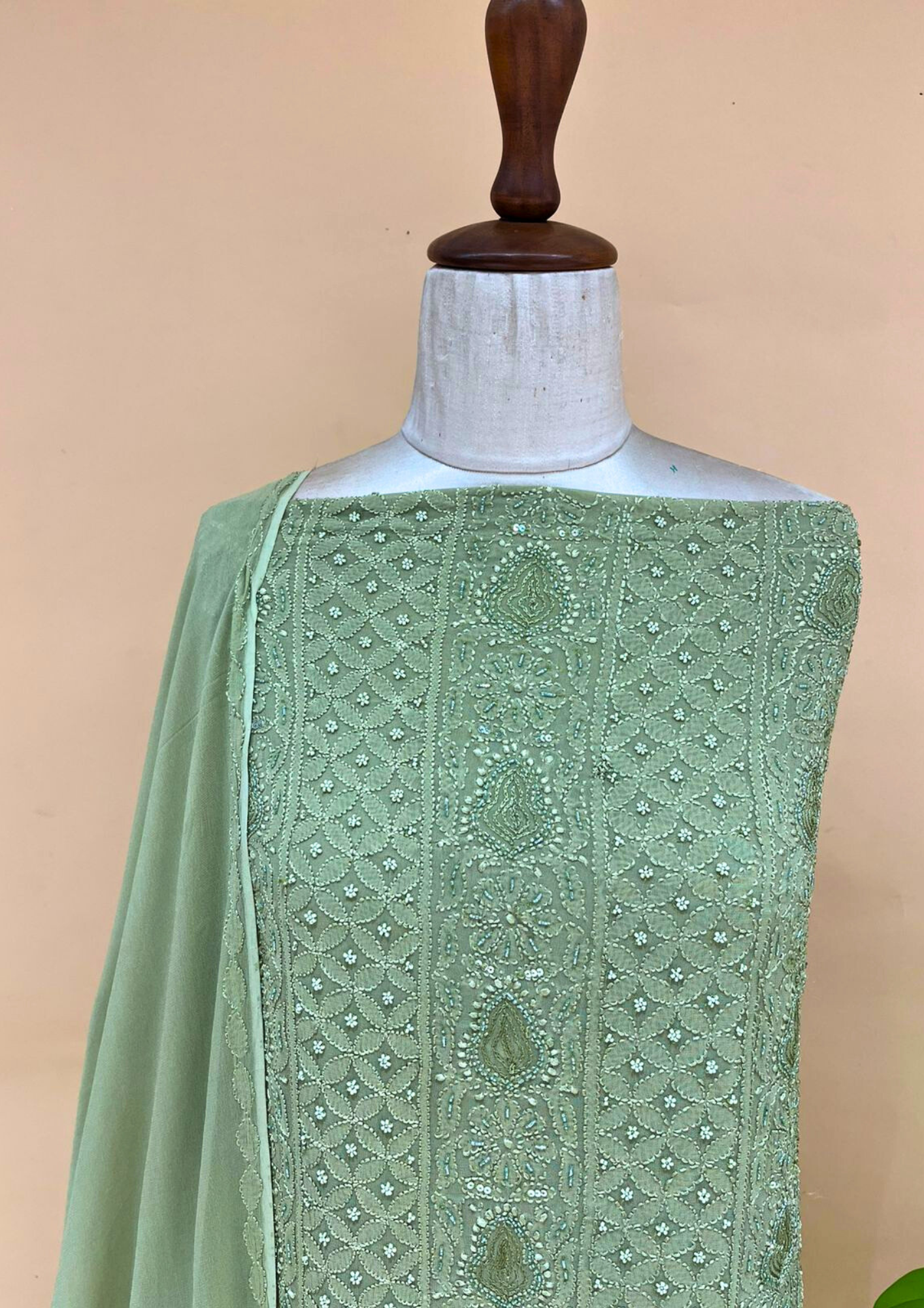Viscose Chikankari 2pc Suit - Teal Green