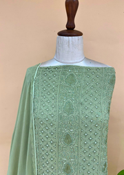 Viscose Chikankari 2pc Suit - Teal Green