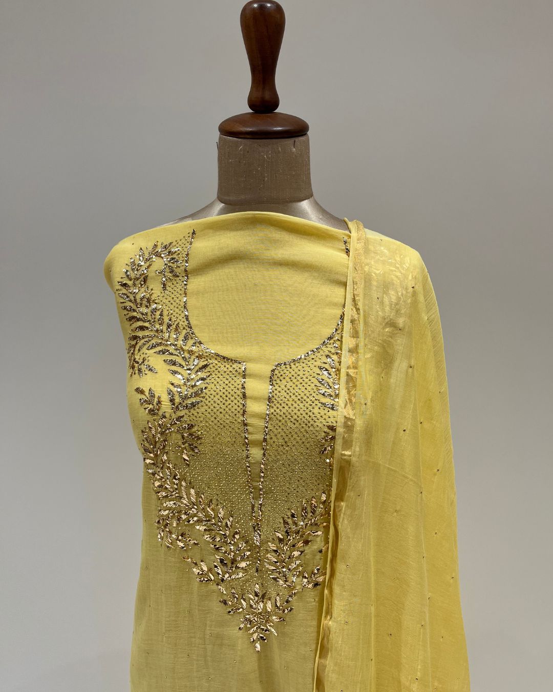 Mul Chikankari Unstitched 2pc Suit - Illuminating Yellow