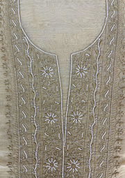 Linen Chikankari Unstitched 2Pc Suit - Beige