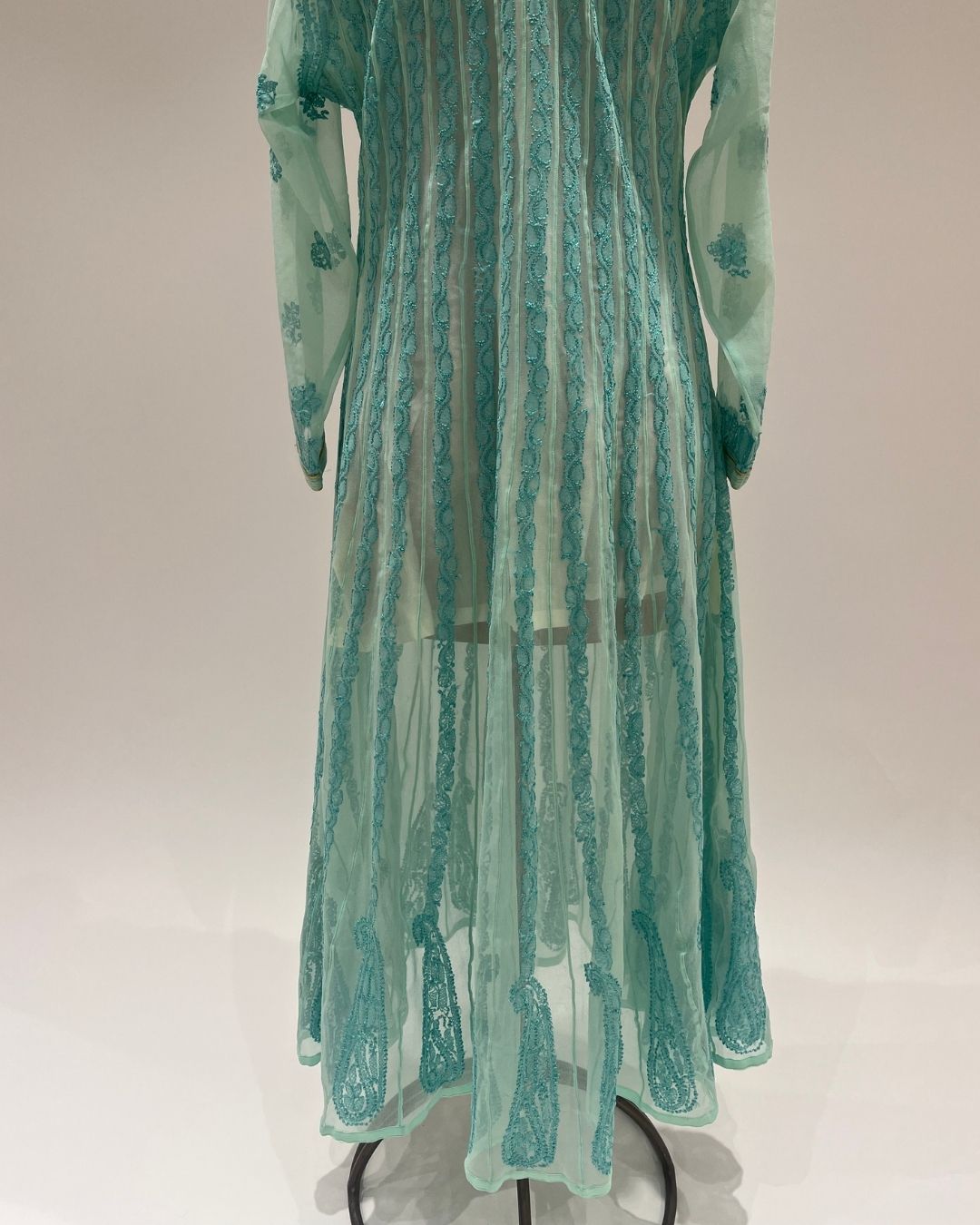 Georgette Anarkali Chikankari Kurta- Seafoam Green