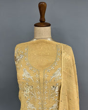Tissue Chikankari unstitch 2pc Suit - Honey Gold