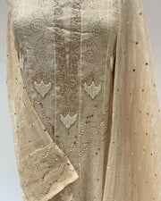 Tissue Chikankari Unstitched Anarkali - Gold