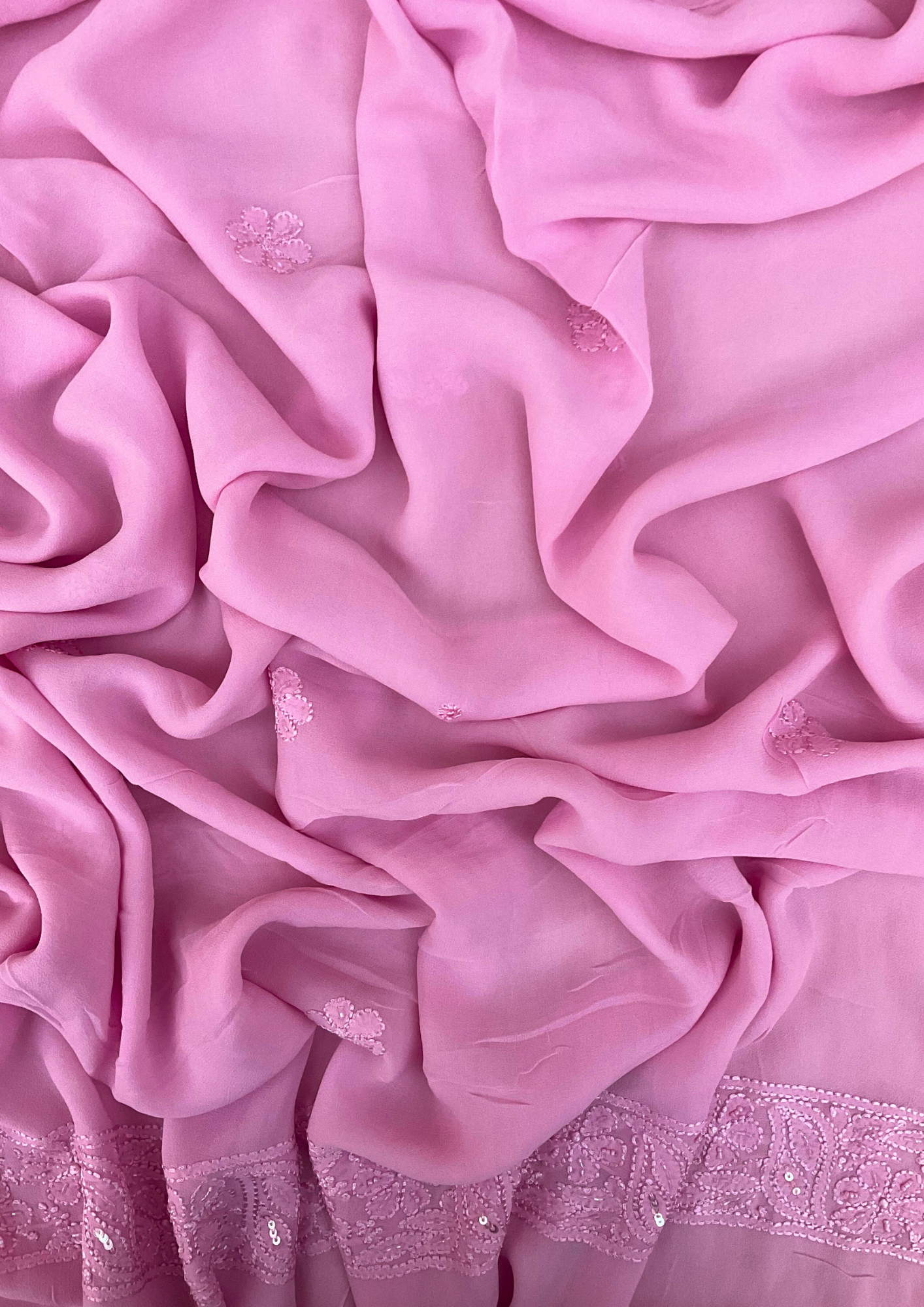 Chikankari Vescouse Unstitched Suit - Mauvish Pink