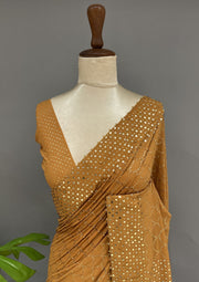 Pure Georgette Chikankari Saree - Copper