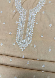 Mul Chanderi Chikankari men’s kurta - Beige