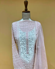 Mul Chikankari Unstitched Anarkali - Nude Pink