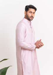 Chanderi Chikankari Men's Kurta - Light Mauve