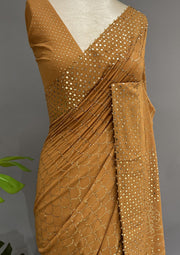 Pure Georgette Chikankari Saree - Copper