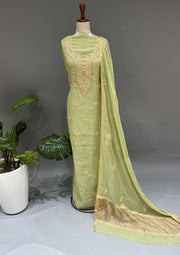 Tissue Chikankari Unstitch 2pc Suit - Sage Green