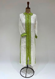 Georgette Chikankari Long Kurti - White and Green